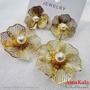 گوشواره استیل مینیمال دخترانه مدل گل مروارید آویزی کد GSH151026W