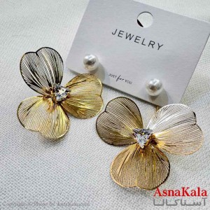 گوشواره استیل مینیمال دخترانه مدل گل نگینی کد GSH151028W