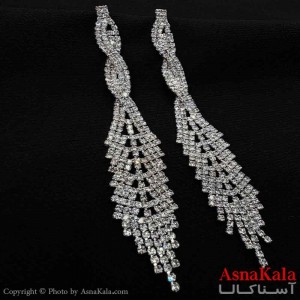 گوشواره شیک زنانه مدل  پیچی فول نگین کد GSH151041W