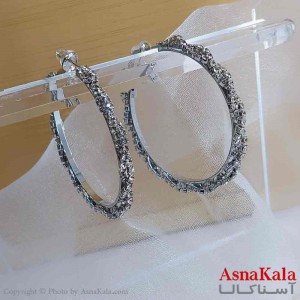 گوشواره استیل مینیمال زنانه مدل گرد نگینی کد GSH151051W