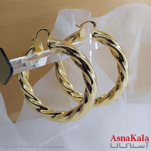 گوشواره استیل گرد پیچ طلایی
