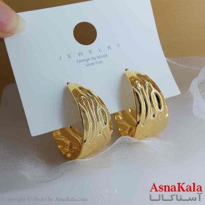 گوشواره فشن استیل مینیمال زنانه مدل حلقه ای طلایی  کد GSH151058W