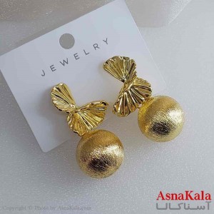 گوشواره استیل مینیمال زنانه مدل گوی طلایی  کد GSH151061W