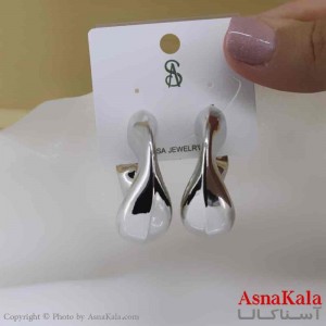 گوشواره استیل مینیمال زنانه مدل حلقه ای نقره ای  کد GSH151066W