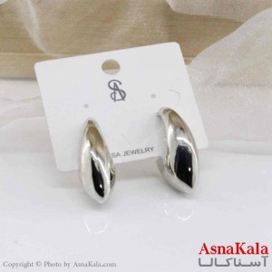 گوشواره استیل مینیمال زنانه مدل دفرمه نقره ای  کد GSH151069W