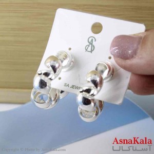 گوشواره استیل مینیمال زنانه مدل پیچی نقره ای  کد GSH151072W
