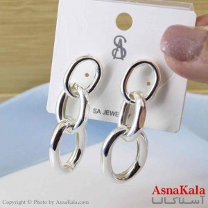 گوشواره استیل زنجیری نقره ای