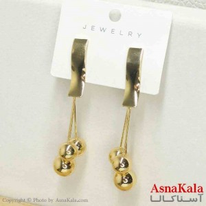 گوشواره استیل مینیمال زنانه مدل آویز گوی طلایی  کد GSH151086W