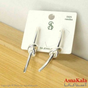 گوشواره استیل مینیمال زنانه مدل گره ای نقره ای  کد GSH151087W