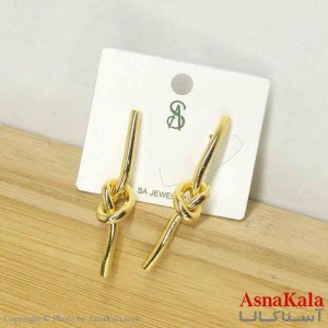 گوشواره استیل مینیمال زنانه مدل گره ای طلایی  کد GSH151088W