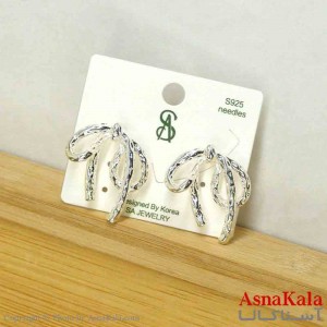 گوشواره استیل مینیمال زنانه مدل پاپیون نقره ای  کد GSH151092W