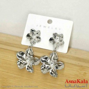 گوشواره استیل مینیمال زنانه مدل گل نقره ای کد GSH151096W