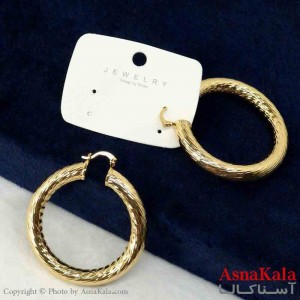 گوشواره استیل مینیمال زنانه مدل حلقه ای طلایی کد GSH151098W