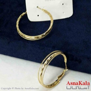 گوشواره استیل مینیمال زنانه مدل سه حلقه ای طلایی  کد GSH151107W