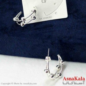گوشواره استیل مینیمال زنانه مدل دو لاین نقره ای  کد GSH151113W