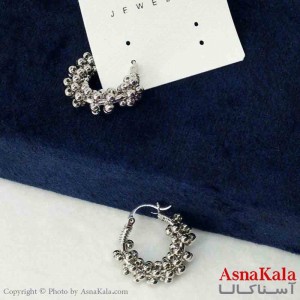 گوشواره استیل مینیمال زنانه مدل گوی نقره ای کد GSH151115W
