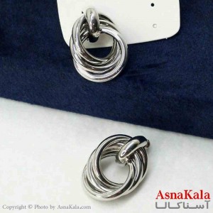 گوشواره استیل مینیمال زنانه مدل گره ای نقره ای کد GSH151119W