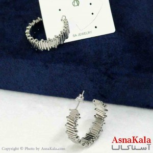 گوشواره استیل مینیمال زنانه مدل خطی نقره ای کد GSH151123W