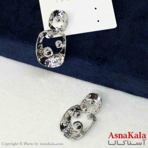گوشواره استیل مینیمال زنانه مدل دفرمه نقره ای کد GSH151124W