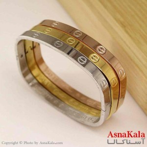 بنگل مینیمال دخترانه استیل 316 مدل کارتیر مربع 6میل  کد DSB18811W