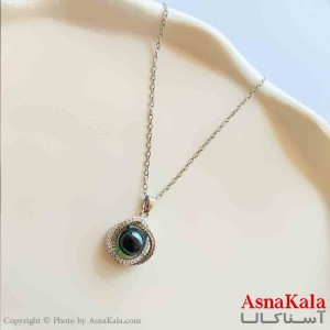 گردنبند زنانه استیل مینیمال مدل مروارید زمردی کد GNB161350W