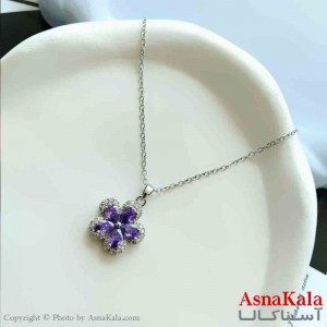 گردنبند زنانه استیل مینیمال مدل گل بنفش کد GNB161351W