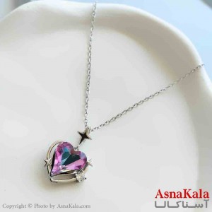 گردنبند زنانه استیل مینیمال مدل قلب کهکشانی کد GNB161354W