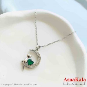 گردنبند زنانه استیل مینیمال مدل ماه و گربه کد GNB161355W