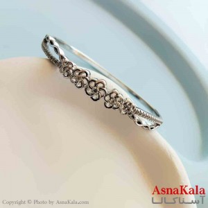 بنگل مینیمال دخترانه ژوپینگ مدل گل نقره ای کد DSB18816W