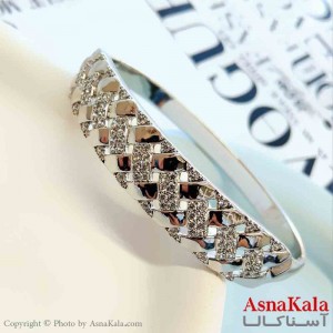 بنگل مینیمال دخترانه ژوپینگ مدل النگویی نقره ای کد DSB18834W