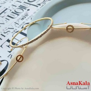 بنگل مینیمال دخترانه استیل 316 مدل سه لاین نگینی کد DSB18843W