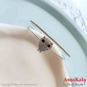 بنگل مینیمال دخترانه استیل 316 مدل دولاین جغد نقره ای کد DSB18845W