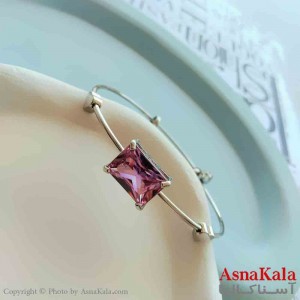 بنگل مینیمال دخترانه استیل 316 مدل نگین صورتی کد DSB18846W