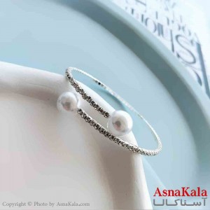 بنگل مینیمال دخترانه استیل 316 مدل مرواریدی  کد DSB18862W