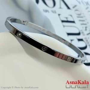 بنگل مینیمال دخترانه استیل 316 مدل کارتیر نگینی کد DSB18870W