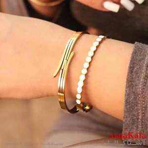 بنگل مینیمال دخترانه استیل 316 مدل دولاین طلایی  کد DSB18877W