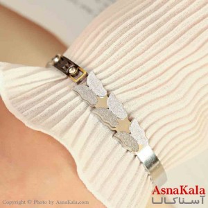 بنگل مینیمال دخترانه استیل 316 مدل پروانه نقره ای  کد DSB18891W
