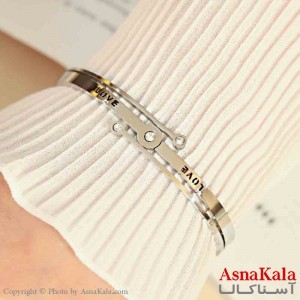 بنگل مینیمال دخترانه استیل 316 مدل سه لاین عشق  کد DSB18894W