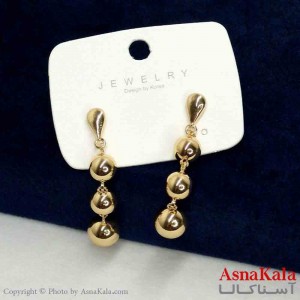 گوشواره استیل مینیمال زنانه مدل گوی طلایی کد GSH151127W