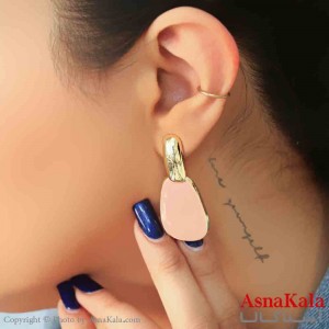 گوشواره استیل مینیمال زنانه مدل نگین صورتی کد GSH151131W