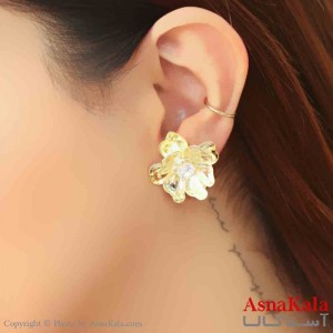گوشواره استیل مینیمال زنانه مدل گل طلایی کد GSH151142W