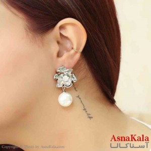 گوشواره استیل مینیمال زنانه مدل گل آویز مرواریدی کد GSH151191W