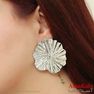 گوشواره استیل مینیمال زنانه مدل گل نقره ای کد GSH151192W