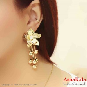 گوشواره استیل مینیمال زنانه مدل آویزی گل طلایی کد GSH151197W
