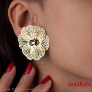 گوشواره استیل مینیمال زنانه مدل گل نگینی کد GSH151201W