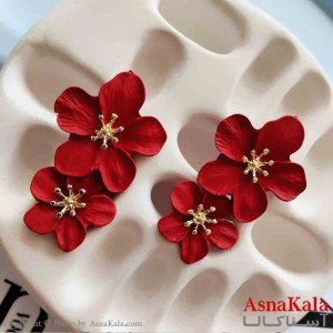 گوشواره استیل مینیمال زنانه مدل فانتزی گل قرمز کد GSH151203W