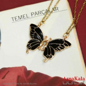 گردنبند ست دونفره  پروانه مشکی  کد GNB161374W