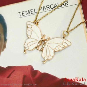 گردنبند ست دونفره  پروانه سفید  کد GNB161377W