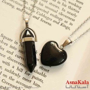 گردنبند ست دونفره  قلب و منشور مشکی  کد GNB161386W