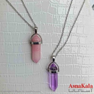 گردنبند زنانه استیل مدل سنگ منشور کد GNB161388W